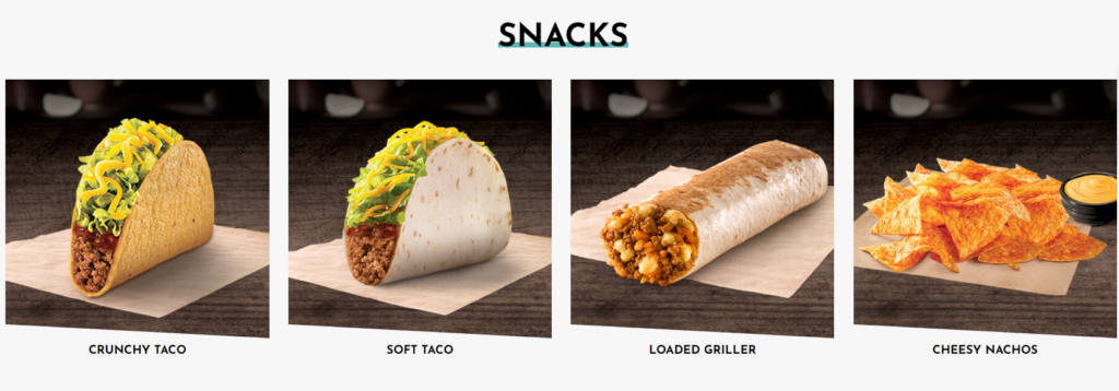  Snacks Menu Taco Bell