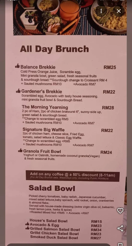 all day brunch Bubblebee Menu