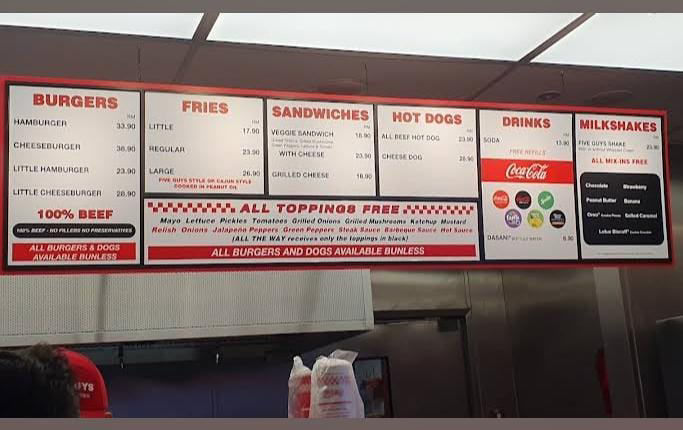 harga menu five guys 