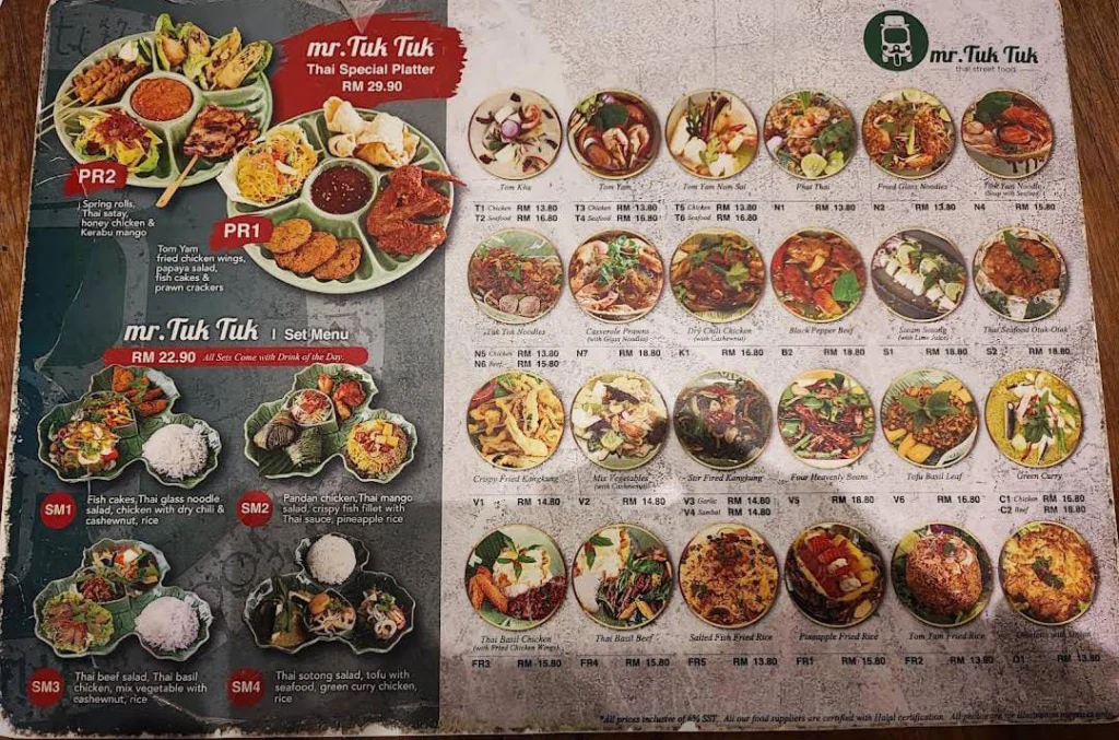 MR. TUK TUK MENU PRICES