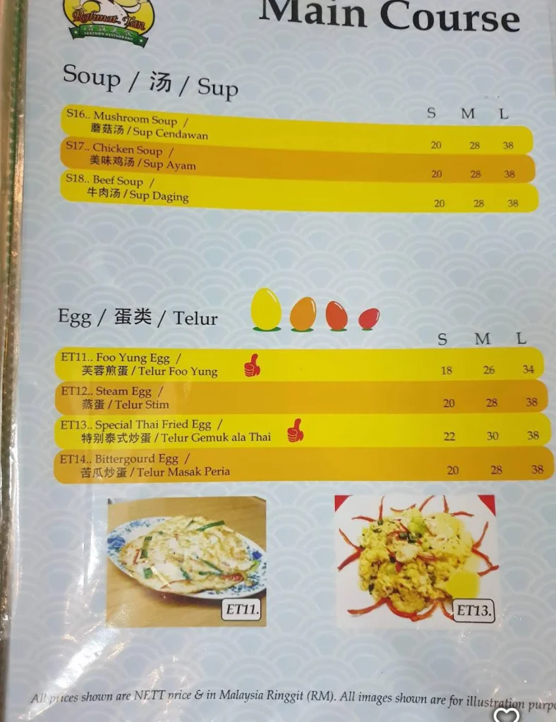 Restoran Rahmat Tan Menu