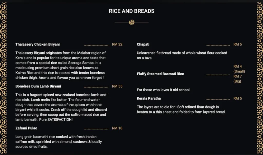 rice Gajaa at 8 Menu