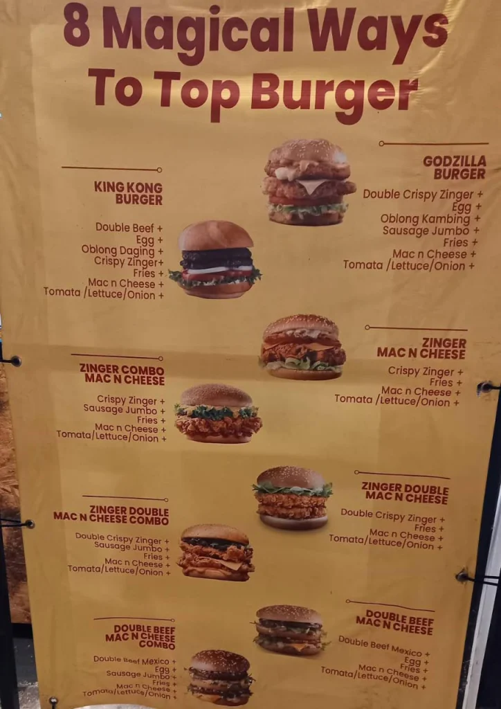 Plantinggg Burger menu items