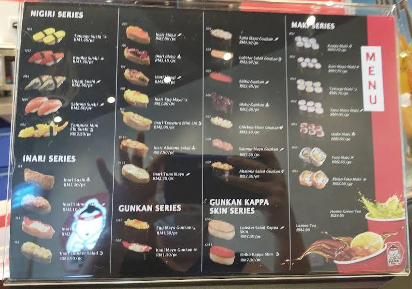 PAPA SUSHI MENU ITEMS