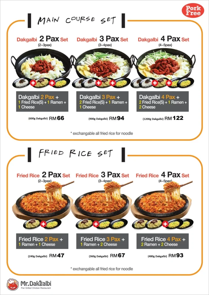 main course Mr Dakgalbi Menu 