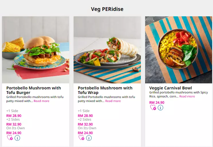 Nando’s vegetable Menu