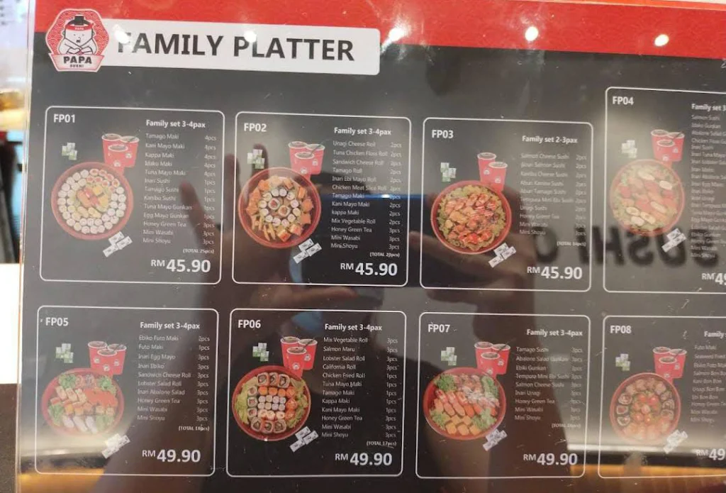 PAPA SUSHI MENU PRICES