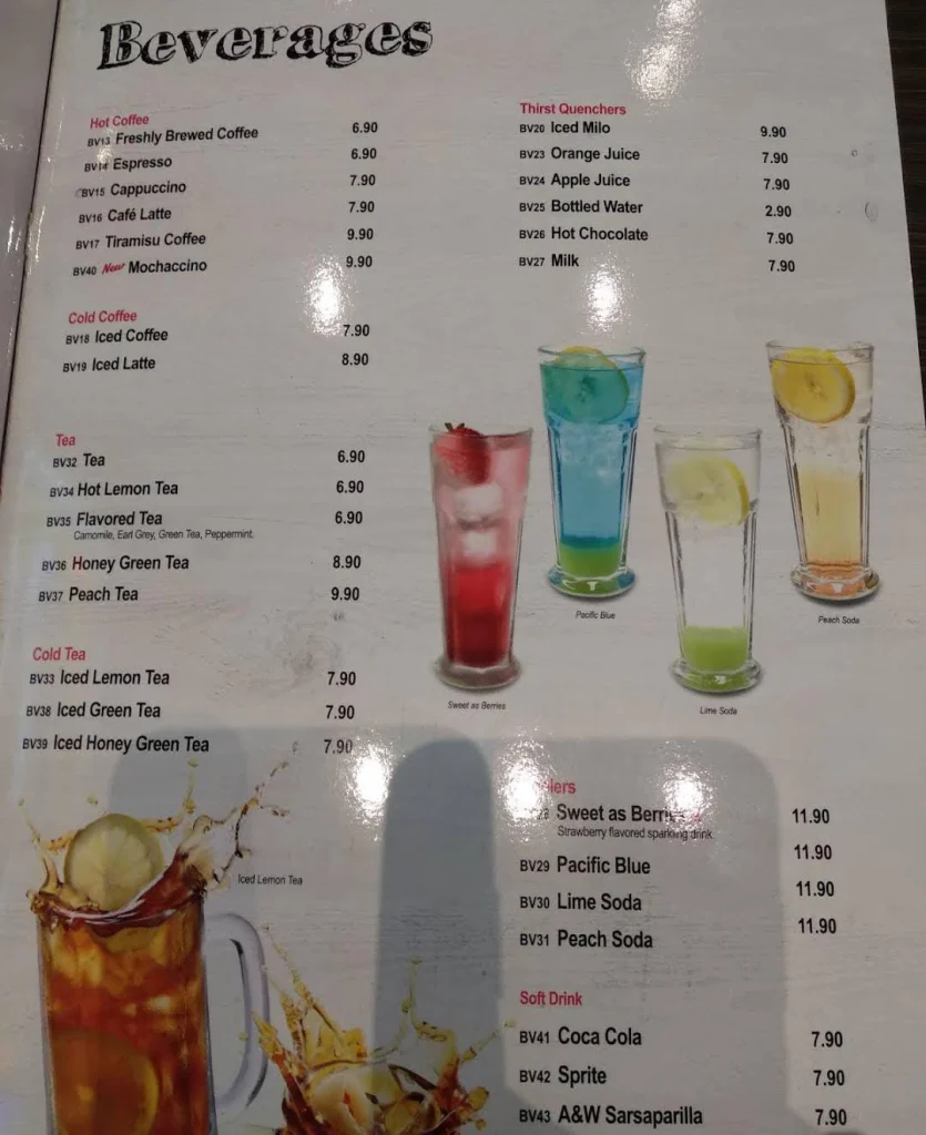 Swensen’s Beverages Menu