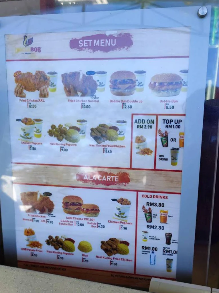 Uncle Bob Menu prices