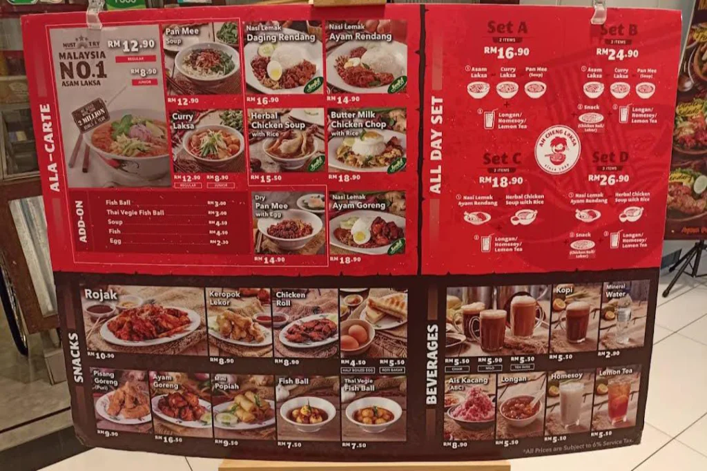 Ah Cheng Laksa Menu Prices