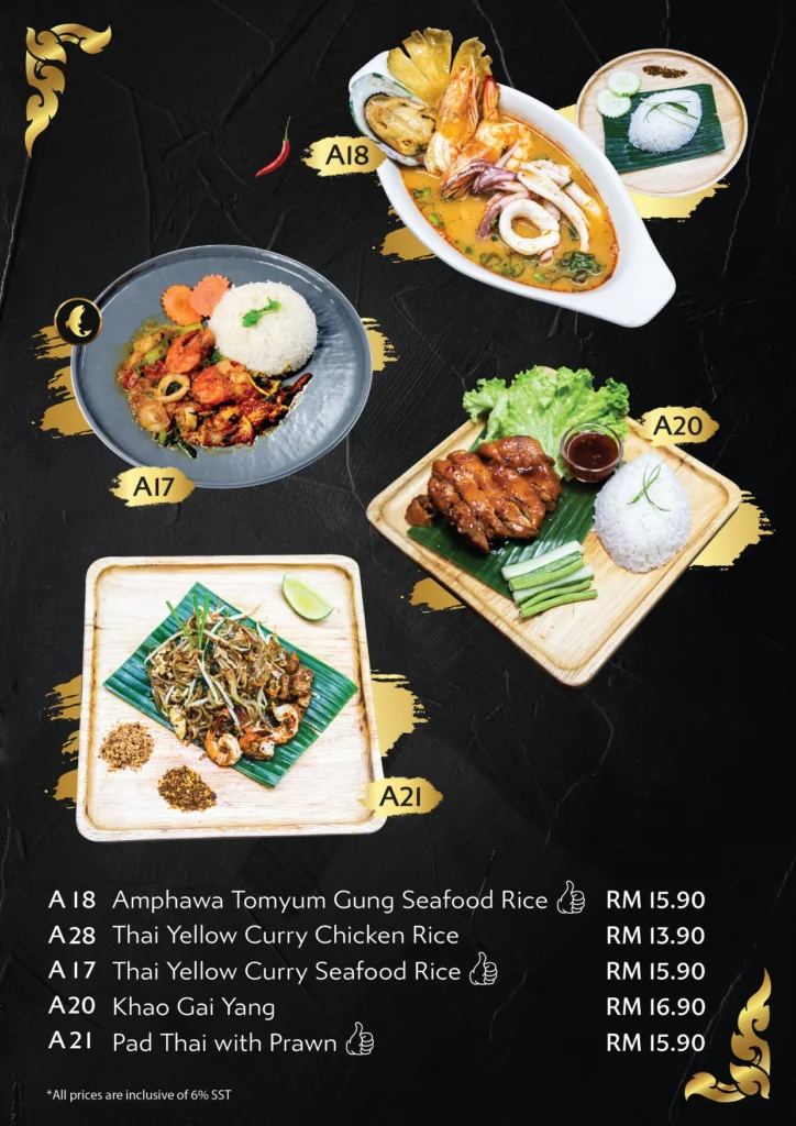 Amphawa Boat Noodle Menu PRICES