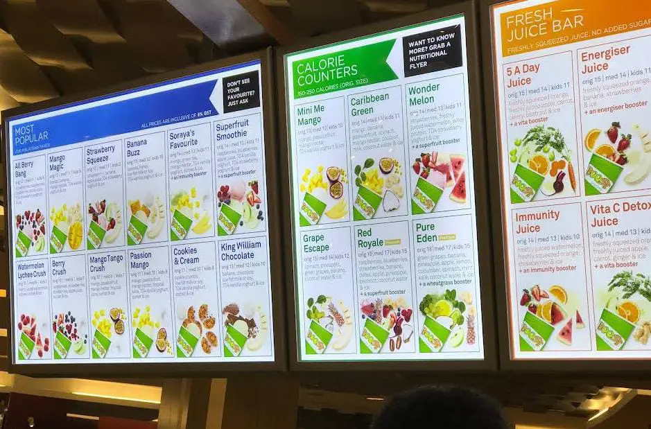 Boost Juice Menu Prices