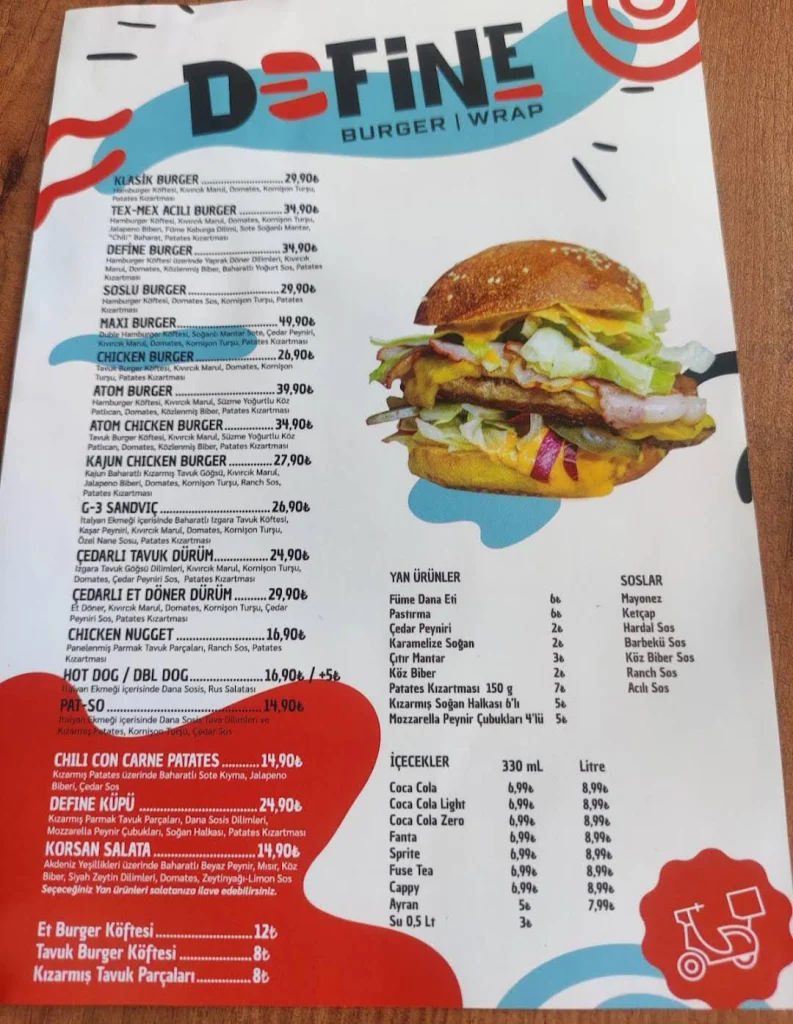 Define Burger Menu Prices