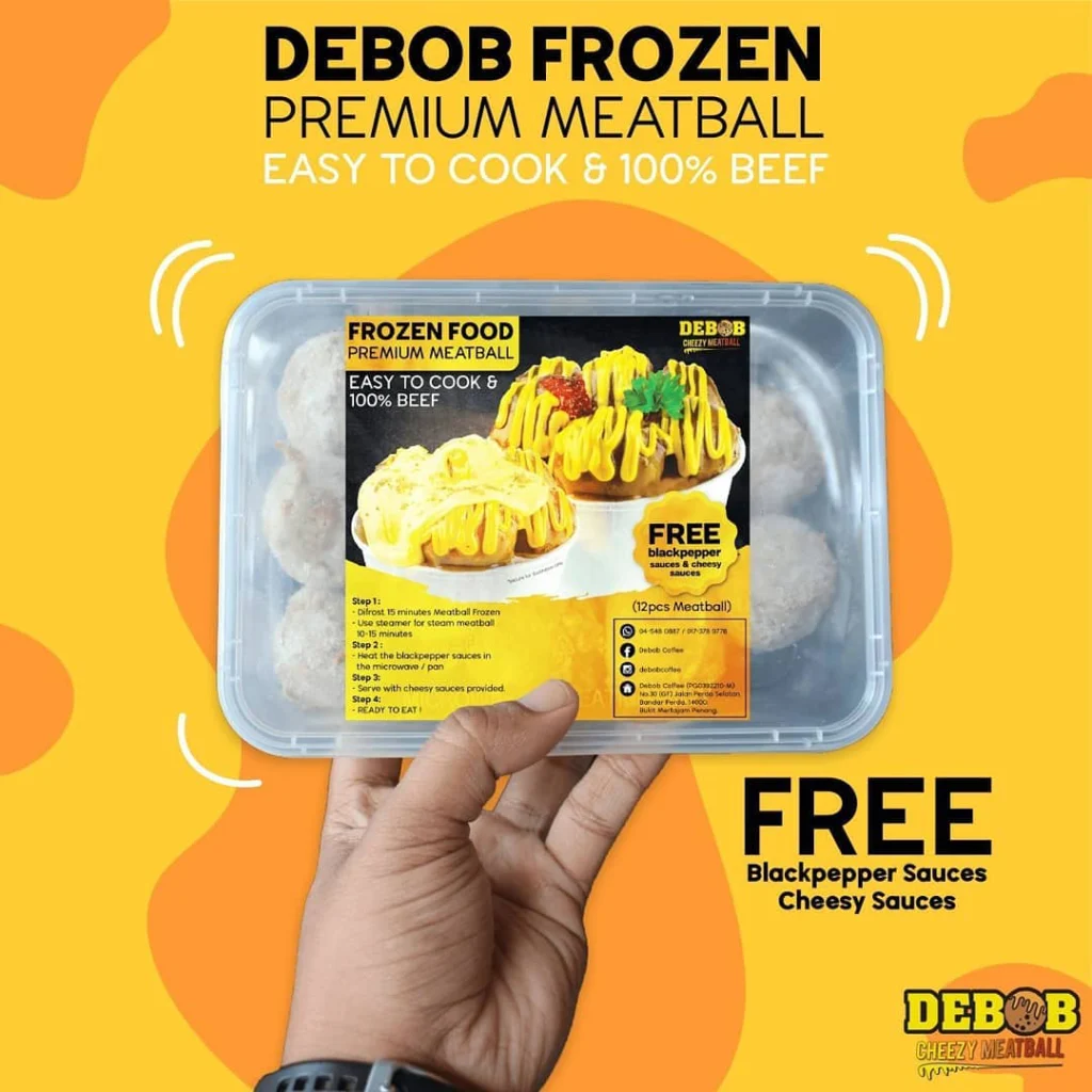 Debob frozen Cheezy Meatball Menu