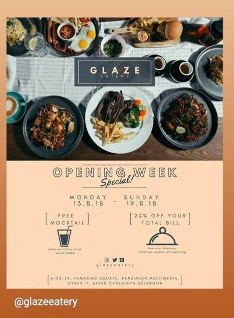 Glaze Eatery week offer Menu