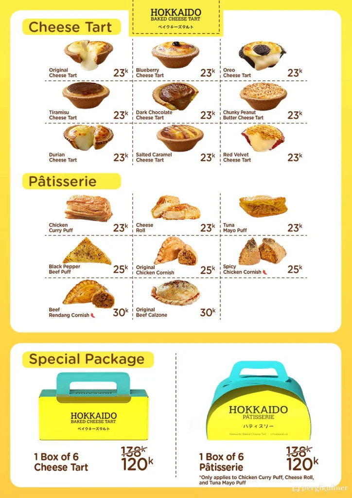 HOKKAIDO BAKED CHEESE TART MENU PRICES