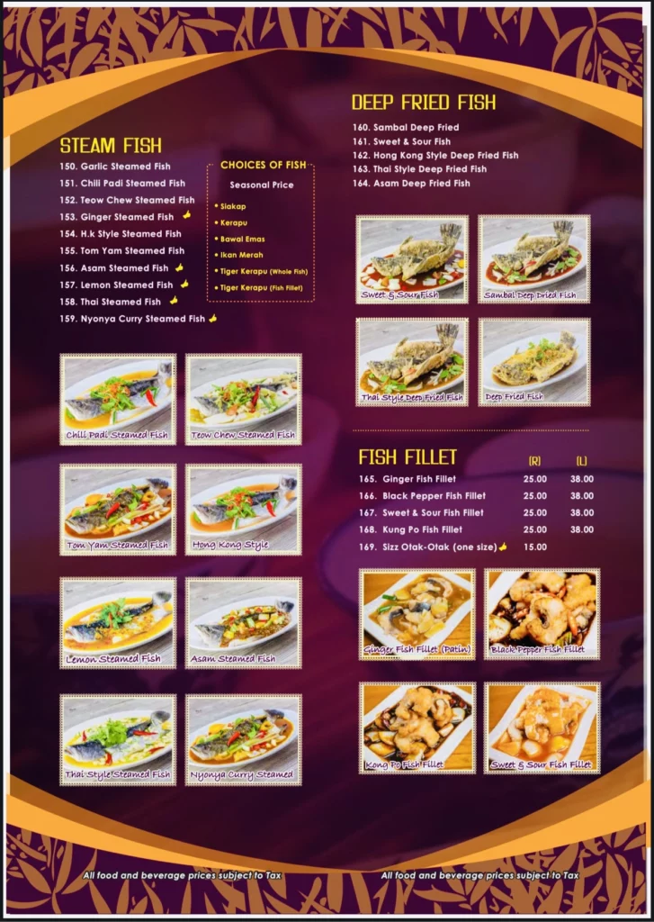 Homst fish Menu