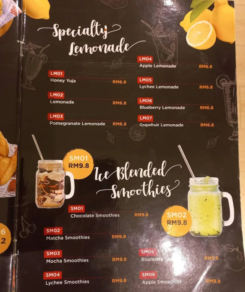 Jisoo drinks Menu