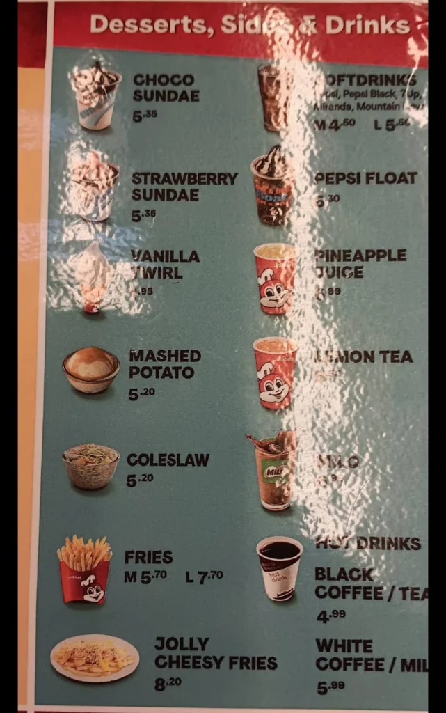 Two Pesos sweets Menu