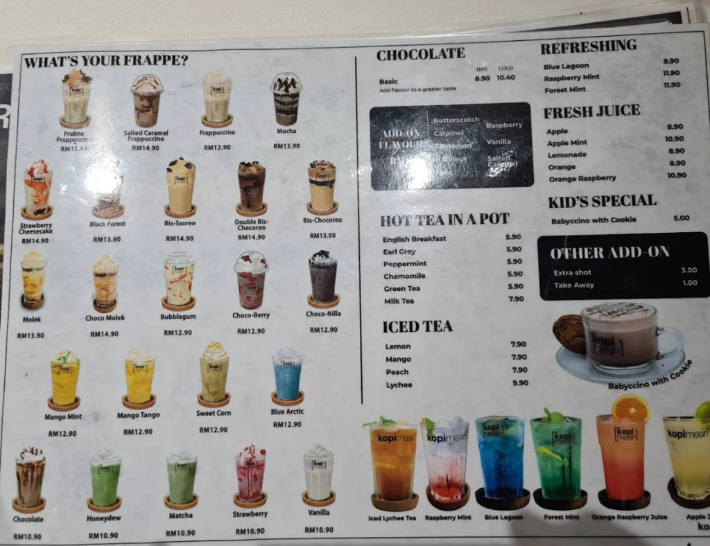 Kopi Mesin Menu prices