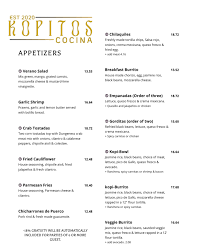 Kopeetoss Menu Prices