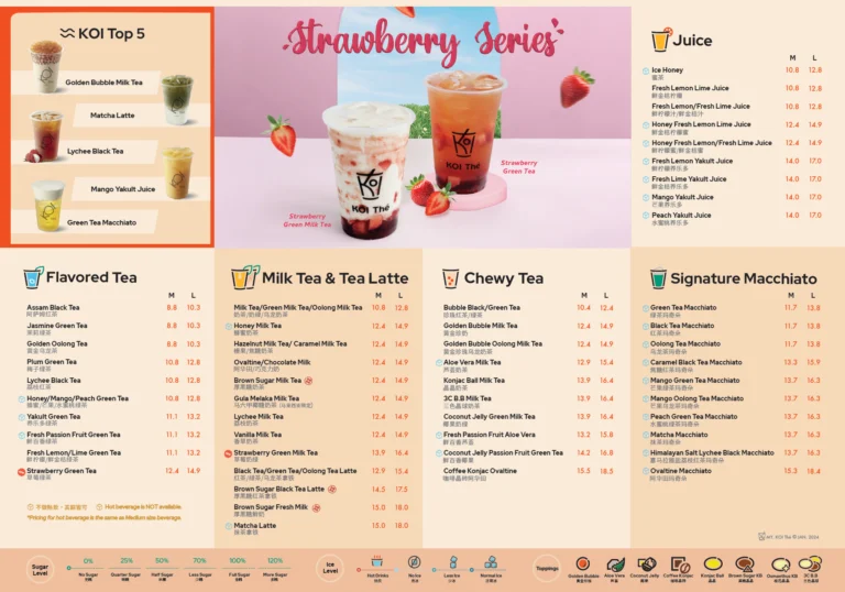 LYMTea strawberry menu