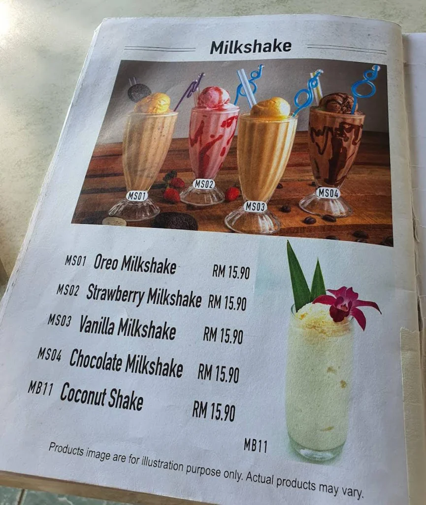 Jollibee milk shake Menu 