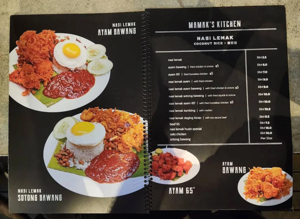 Mamak Menu Prices