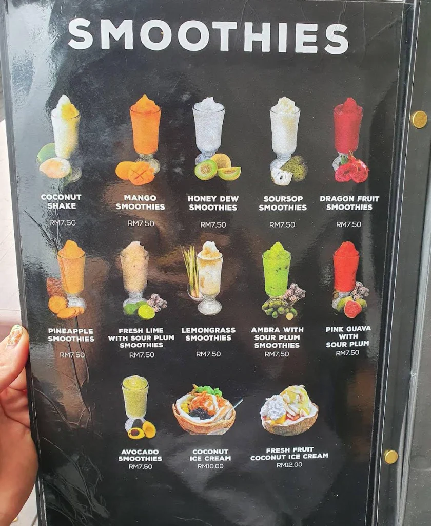 smoothies Mamak Menu