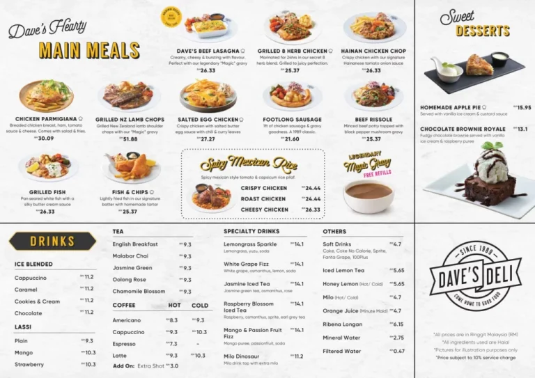 Harga menu Dave’s Deli