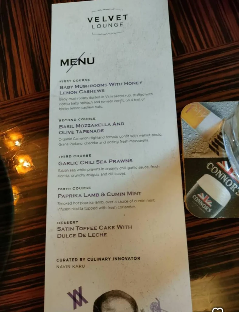 Vin’s Menu items