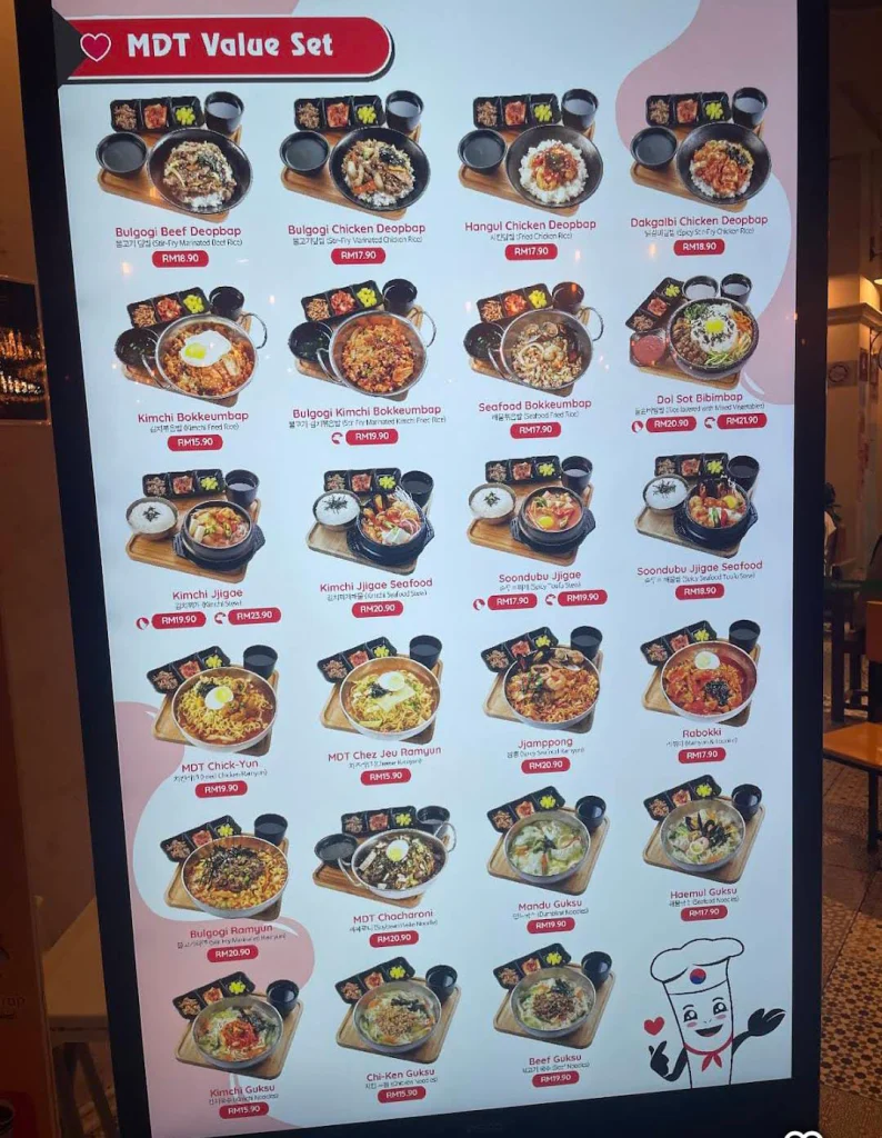 Myeongdong Topokki Menu Prices