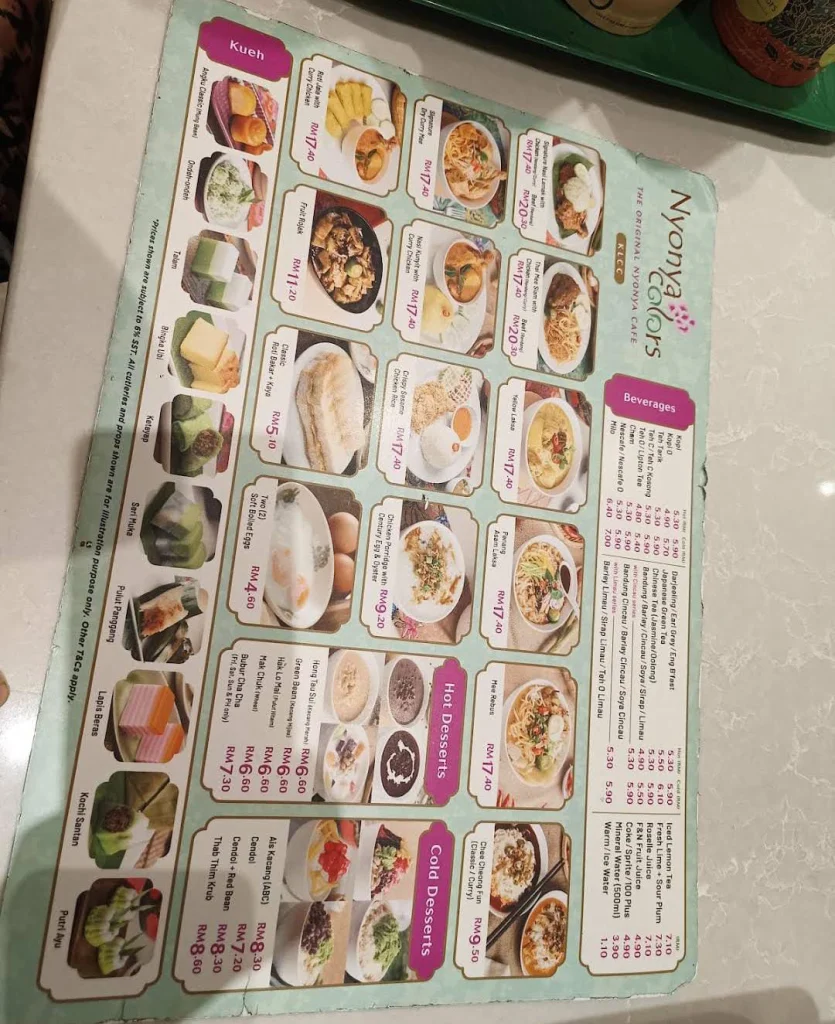 Nyonya Colors Menu Prices