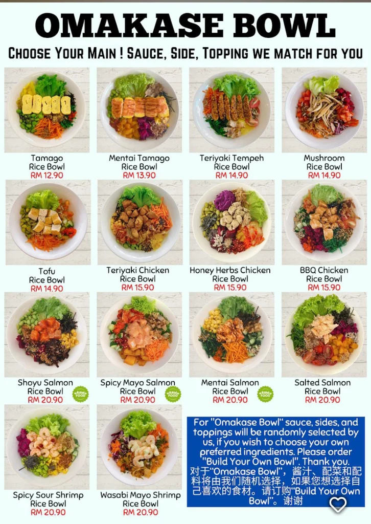 Poke Bowl Menu