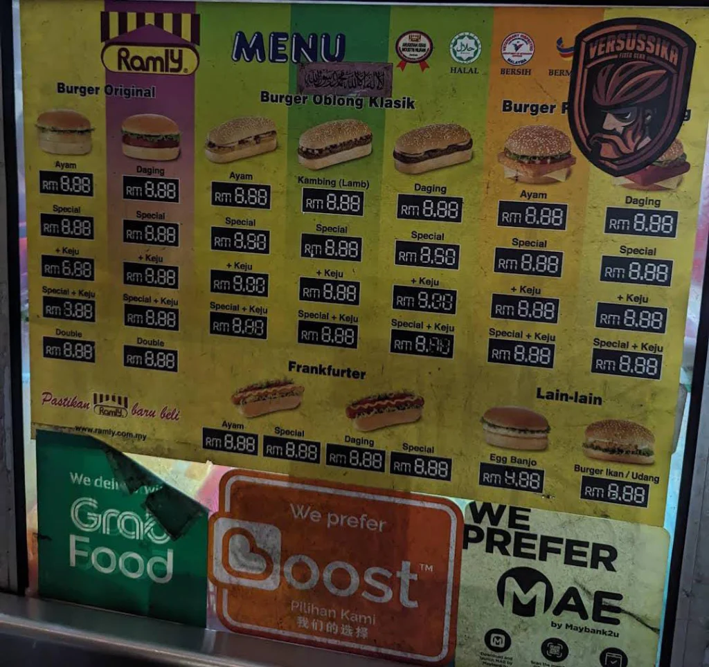 Ramly Burger Menu Prices