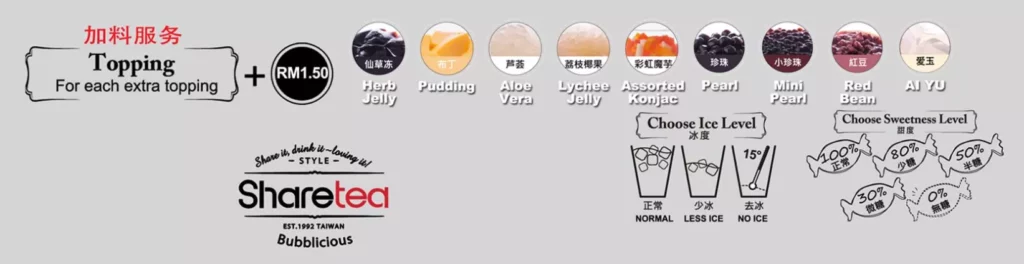 SHARETEA MENU topping