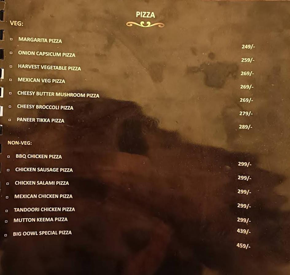 pizza The Owls Cafe Menu