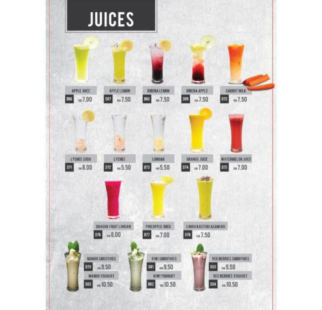 juices at Uncle Chua Menu