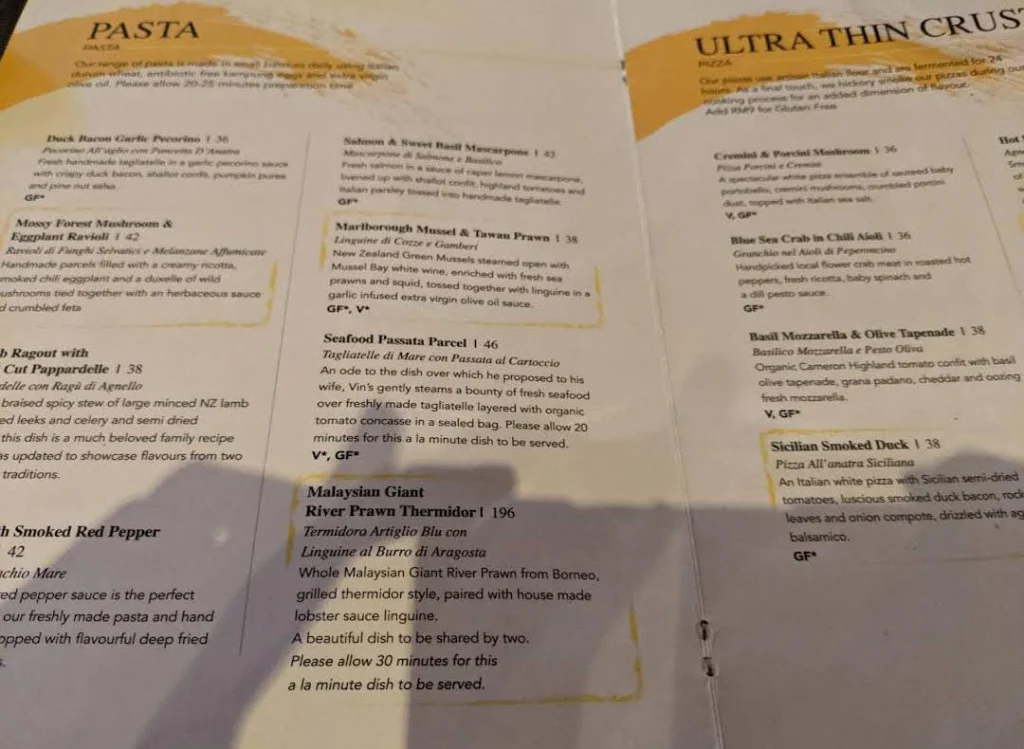 Pasta Vin’s Menu