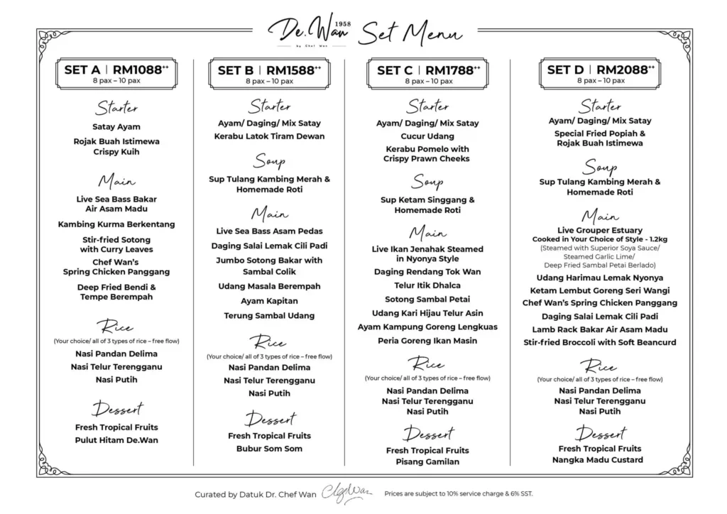 De.Wan By Chef Wan SET MENU 