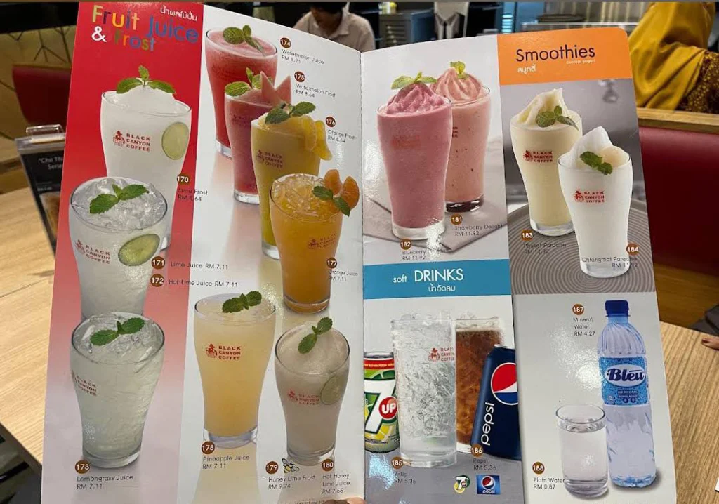 smoothies at Black Canyon Menu