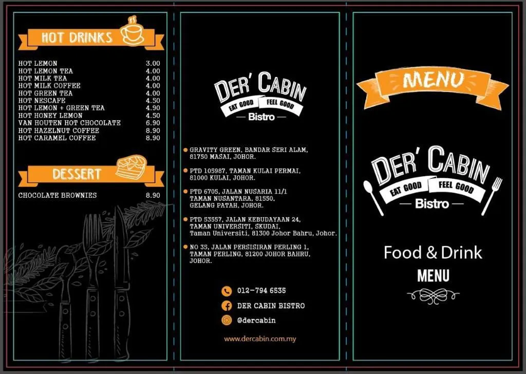 Der Cabin Menu items