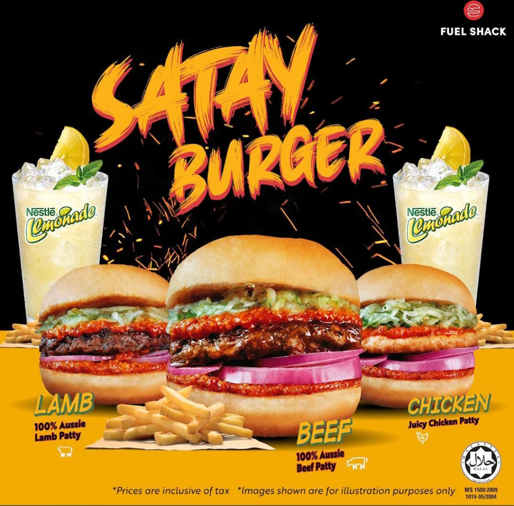 satay burger at Fuel Shack Menu 