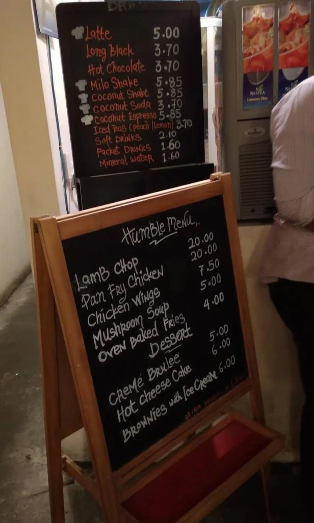 Humble Chef all Menu