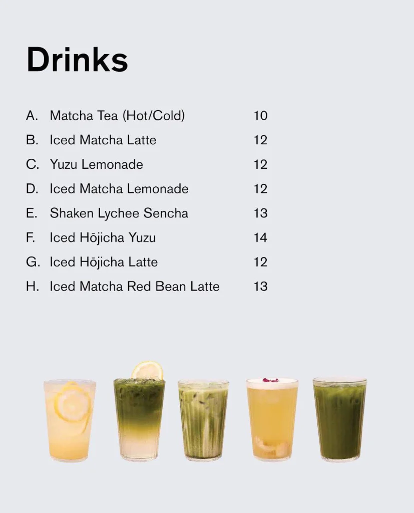 drinks at Kakiyuki Menu