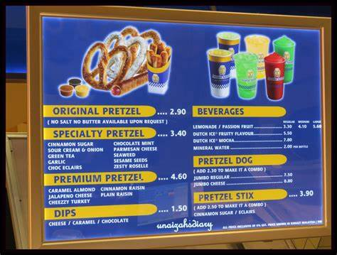 Auntie Anne’s all Menu