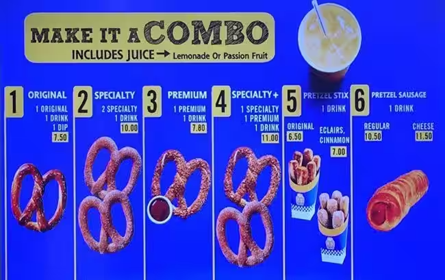 Auntie Anne’s combo Menu