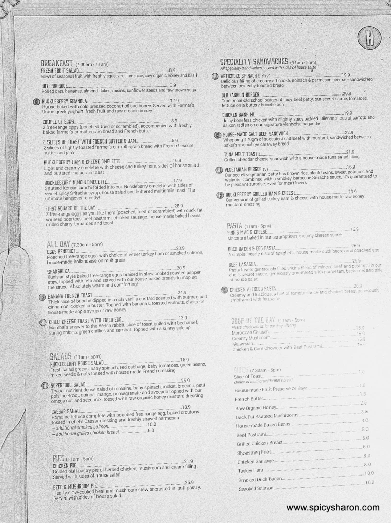 Huckleberry all Menu 