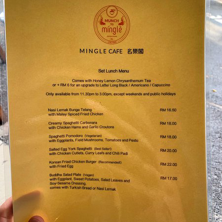 Mingle Cafe Menu Prices