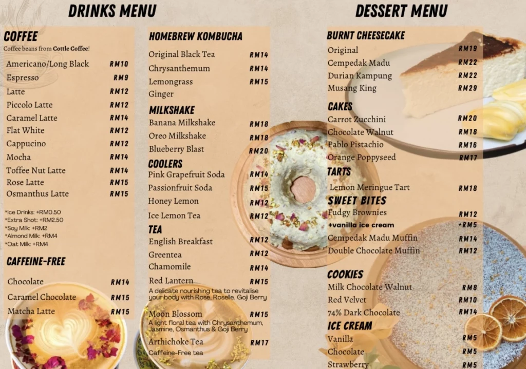 Mingle Cafe desserts Menu